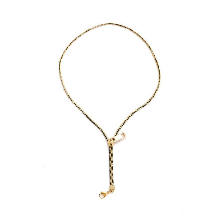 

Zipper Chain Necklace Women Men Gold Color Metal Multipurpose Necklace Jewelry 1
