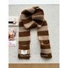 Black and White Striped Plush Small Scarf for Women Autumn and Winter Korean Style  Versatile Thickened  Warm and Cold Proof Narrow Scarf
