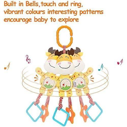 TUMAMA Jouets De Poussettes, 4 Pack Jouets Doux De Hochets Landau Animales, Peluche Bébé À Clip Pour Poussette, Pour 0,3,6,9,12 Mois