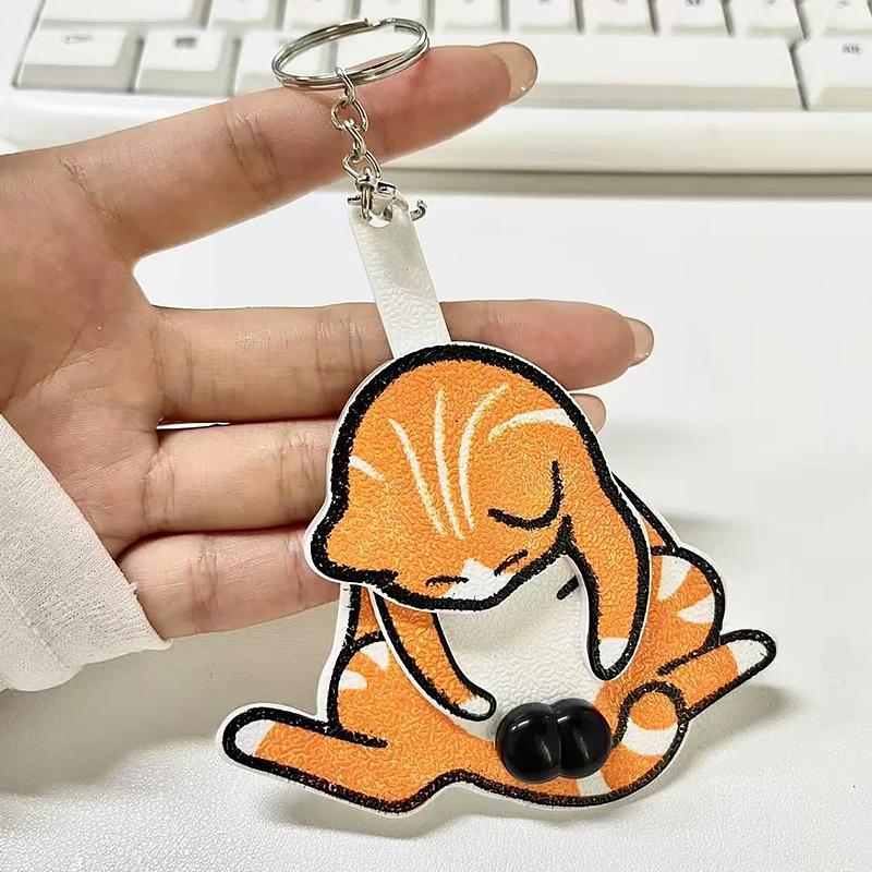 Explosive creative mischief cat rotatable keychain backpack pendant figurine gift toy