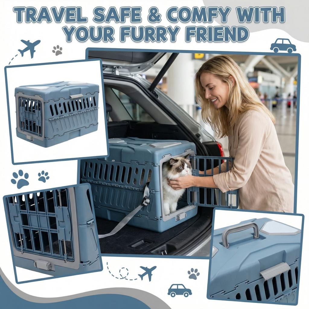 Foldable Pet Aircraft Box Portable Vehicle Mounted Cats And Dog Cage Checked Luggage Box