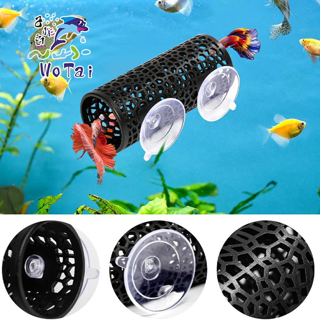 Acrylic Betta Fish Tube Hideouts Resting Tunnel Natural Habitat Hollowed Spawning Grounds Suction Cup Fish Resting Bed