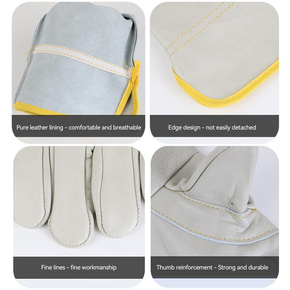 1Pair Cowhide Electric Welding Protective Gloves Wear-Resistant Anti-Scald Industrial Protective Gloves