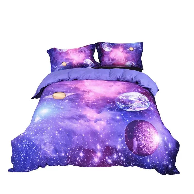 

Dekbedovertrek Galaxy Soft with Soft Fabric Duvet Cover Set 3D Purple Pink Bed Linen Set Cases 2/3pcs Winter Beding Set for Double Dropshiping 100*200cm Single