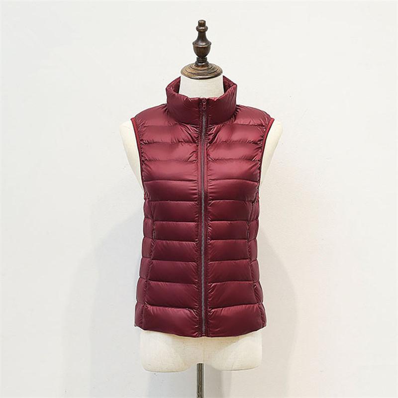 

Весенне-осенний женский короткий пуховый жилет с воротником-стойкой, легкий вес S-4XL XXXXL бордовый