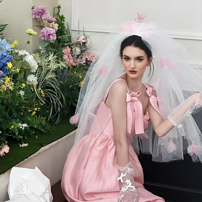 1 Stück Romantischer Verlobungs-Feenhafter Wald-Stil Braut Tüllschleier Braut Handgefertigter Blumenschmuck