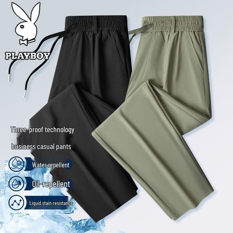 

Playboy Men s Ice Silk Quick-Dry Straight-Leg Casual Pants L