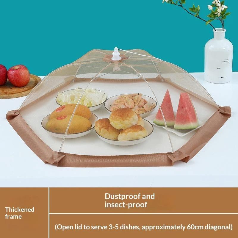 Food Cover Umbrella Table Dishes Mesh Cover Foldable Breathable Anti-Fly Food Net Tent 60cm