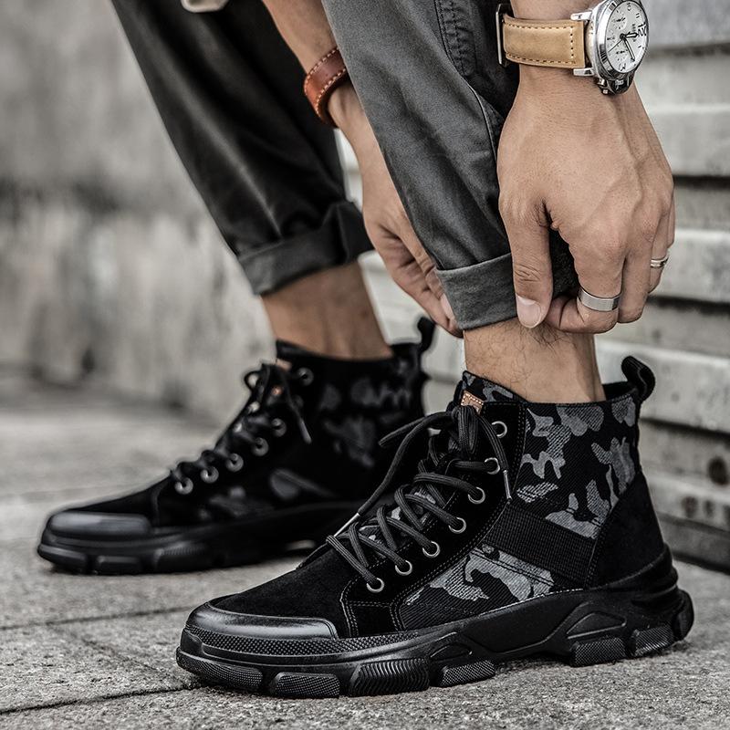 Fashion Men Boots  Boots Lace Up Outdoor Hiking Shoes Light Non-slip Mens Platform Desert Ankle Boots