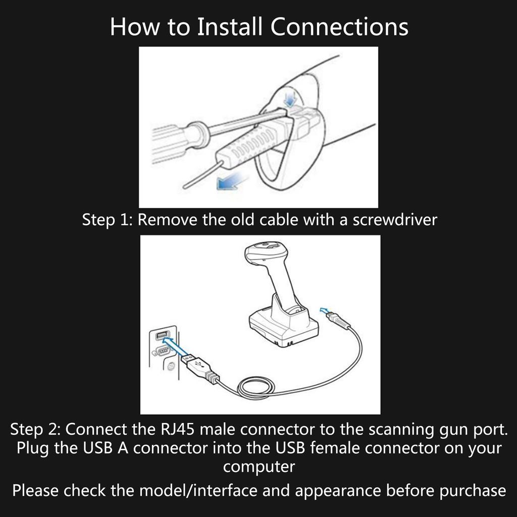 USB-kabel Rett 2m Svart Original CBL-500-300-S00 For Honeywell 1900g Hyperion 1300g Xenon 1200g