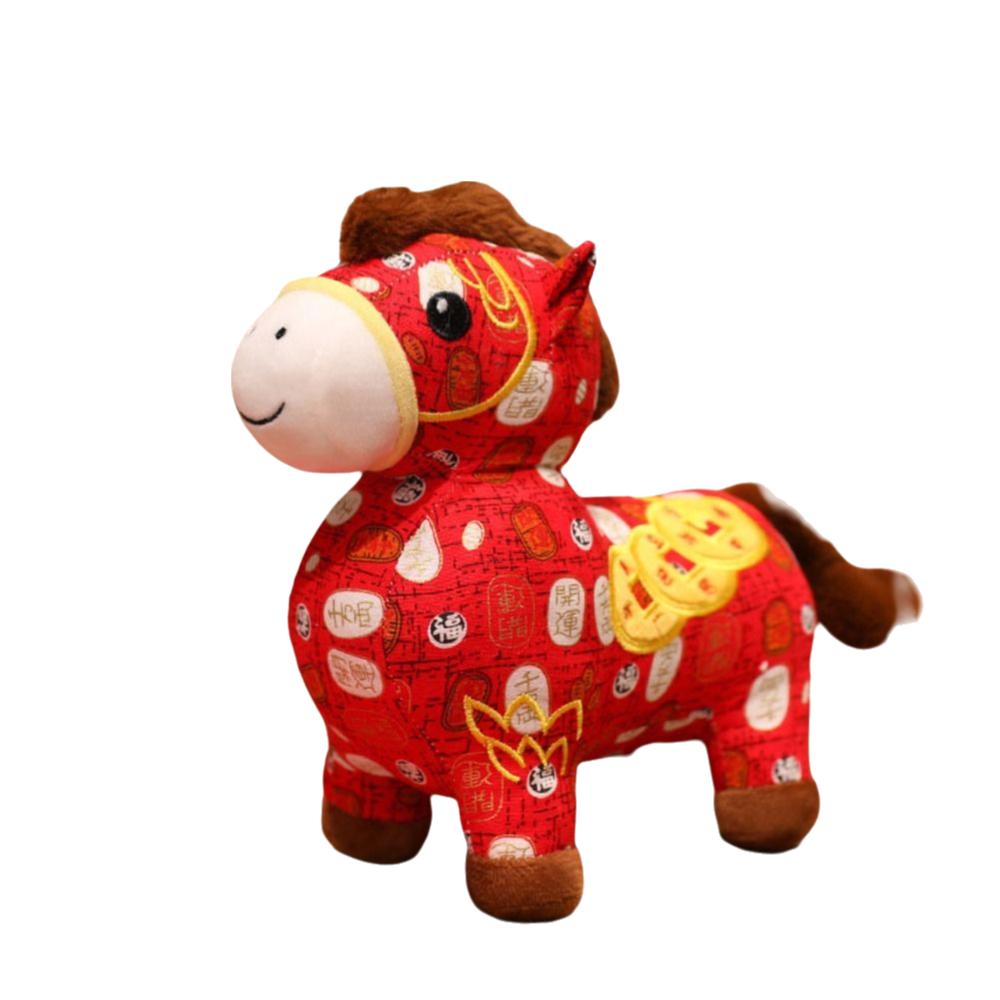 

Lucky Horse Stuffed Toys 18/28cm Pony Plush Doll Funny Chinese Zodiac Horse New Year S-Style1
