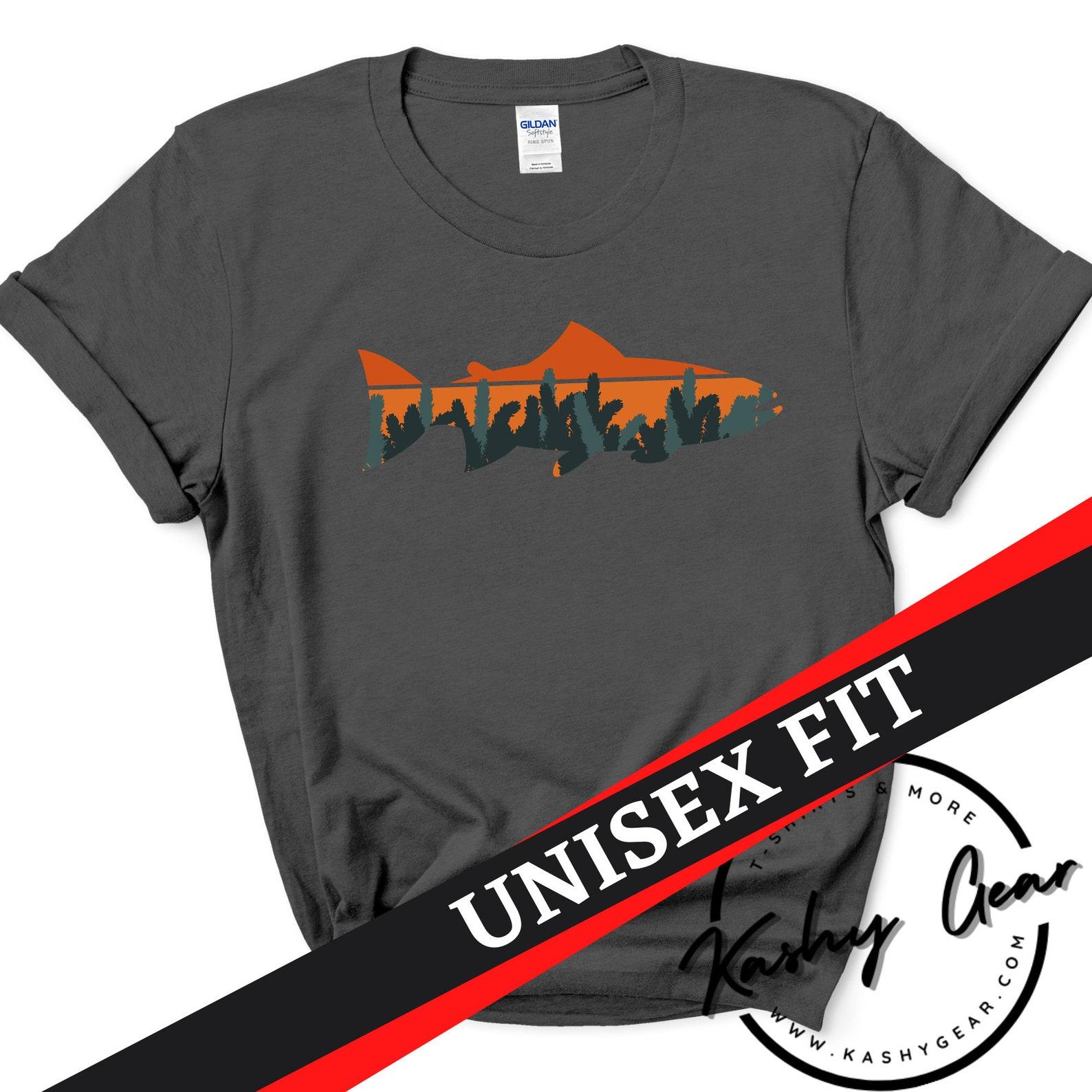 Fish Shirt | Fishing T shirt | Fish Graphic Tee | Fisherman Gifts | Present For fisherman | Fishermen Trendy Cool Fish Silhouette Unisex M