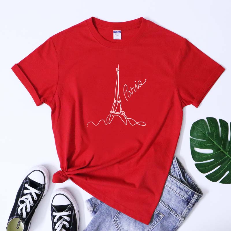 Minimalist Eiffel Tower Art Line TShirt Fashion Girls Trip Vacation Tops Tees Casual Unisex Cest La Vie Paris Travel Tshirt