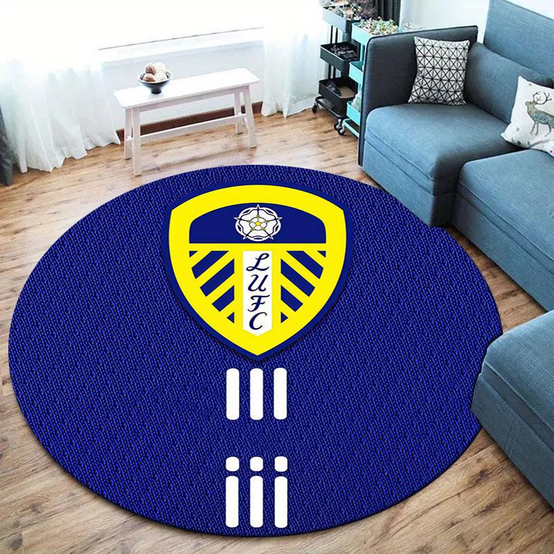 Leeds United Round Area Rug,Carpet Rug for Living Room Bedroom Sofa Playroom Decor,Non-slip Floor Mat