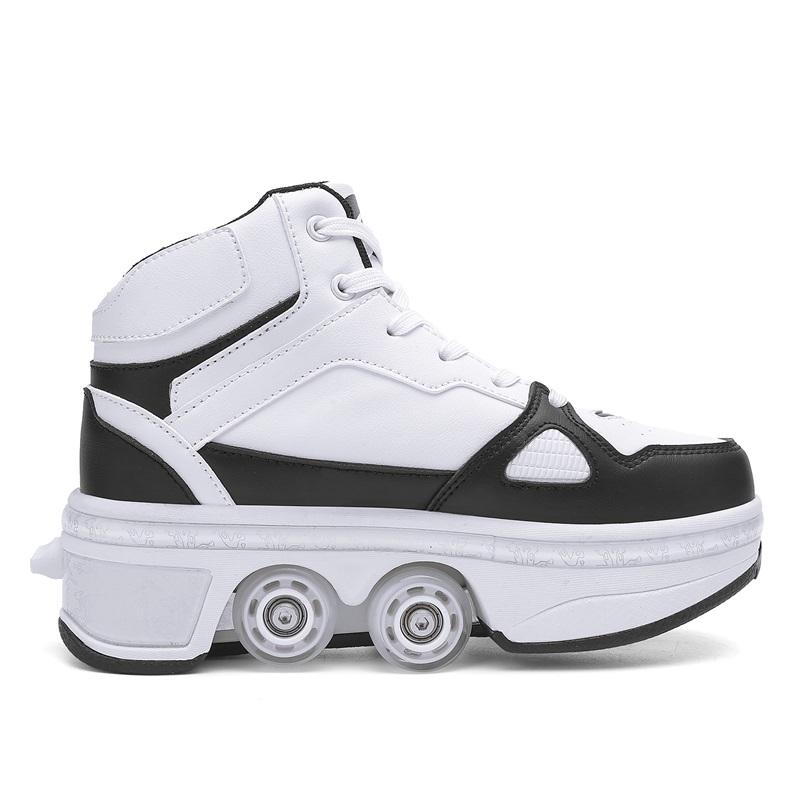 34-43 Four Wheeled Walking Shoes for Children/ Teenagers Roller Skates for Kids Four Wheeled Deformed Ice Skates for Children