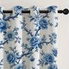 Blue Floral Branch Pattern Curtains Polyester Fabric Suitable Bedroom Living Room Decoration Set Of 2 Made Machine Washable Sitting Decor