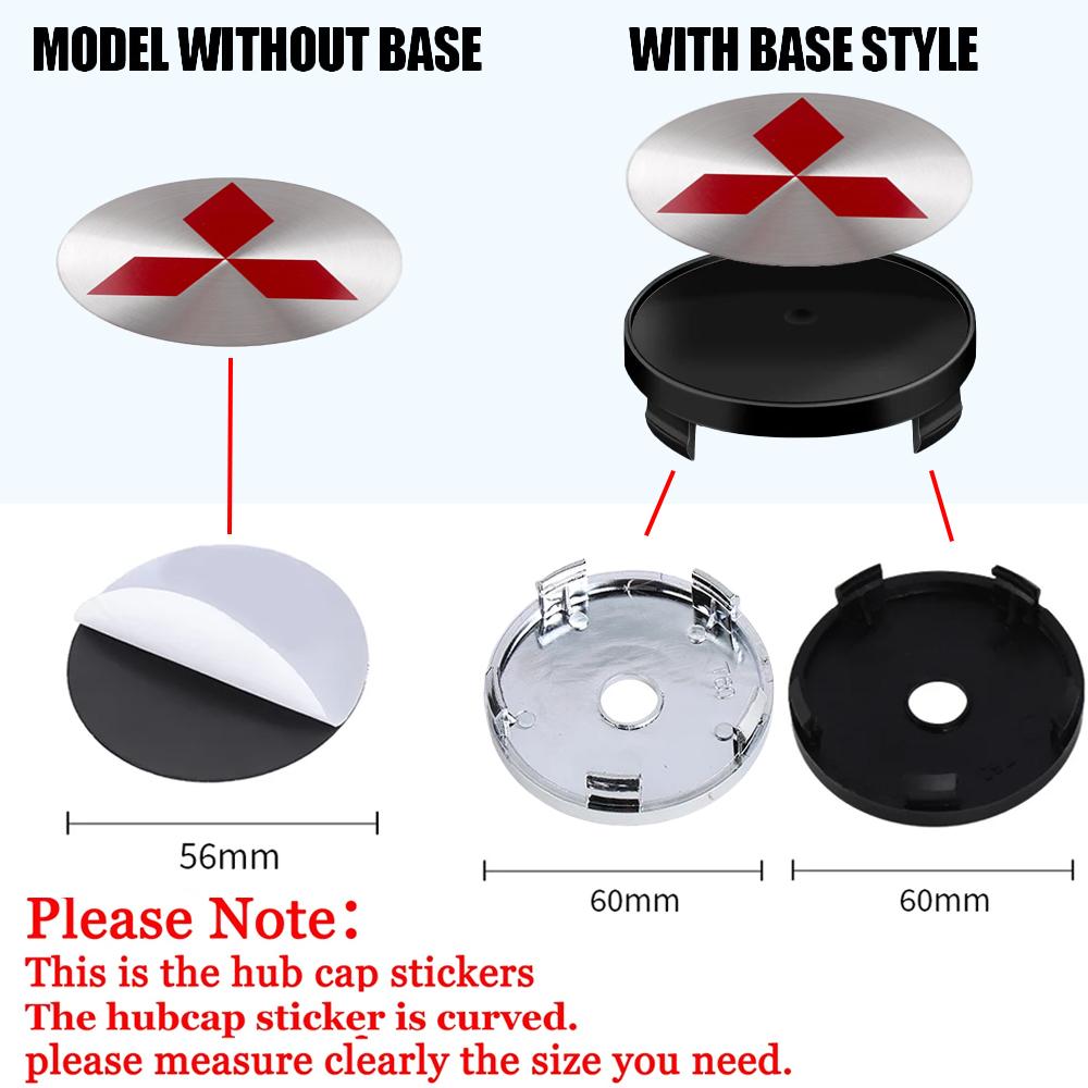 4 pezzi 56mm 60mm Tappi Centrali Ruote Auto Adesivo Coprimozzo Cerchio Per MITSUBISHI Ralliart Lancer EX Competition Outlander Galant Pajero