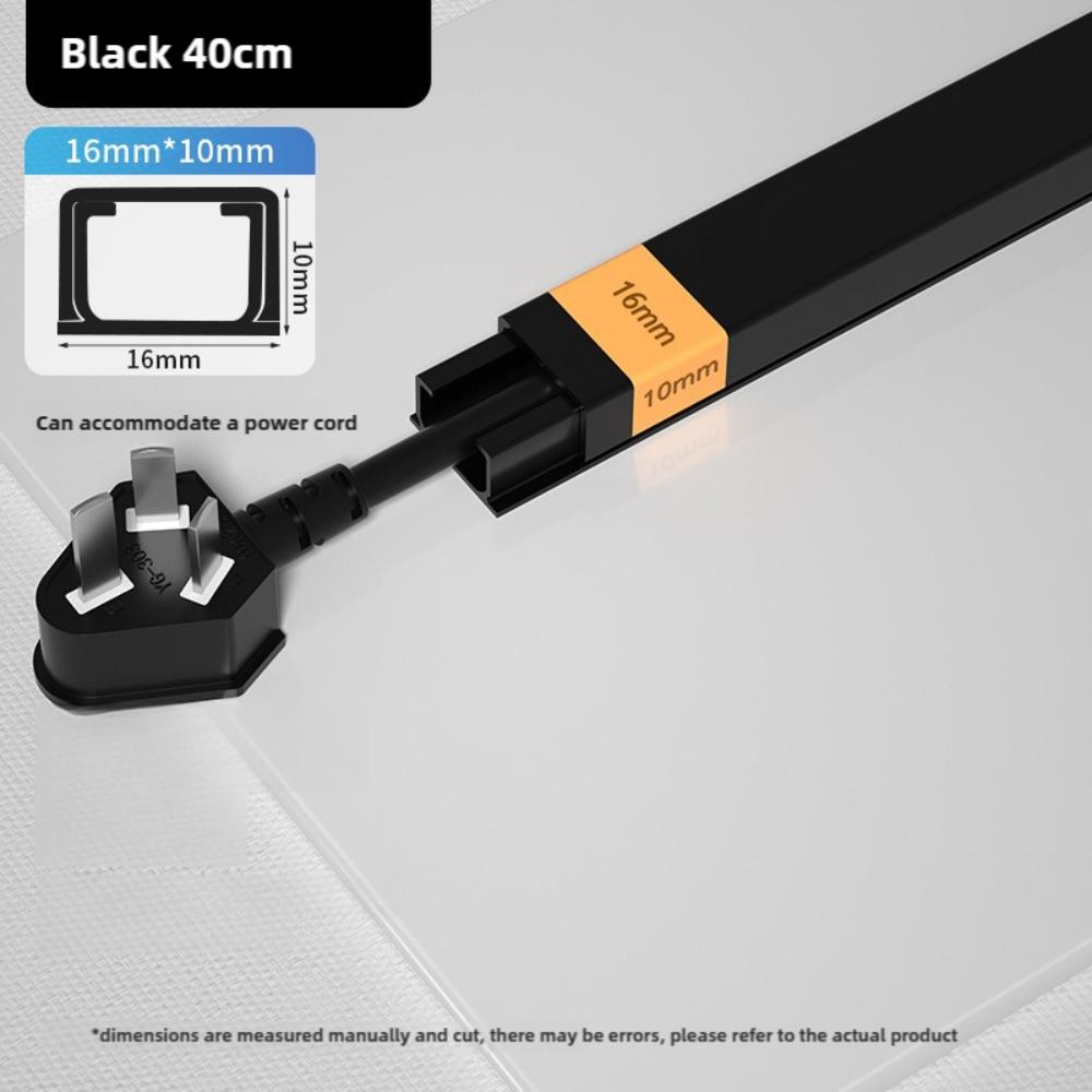 Double Layer Cable Concealer PVC TV Cable Raceway Colorful Cord Hider  Floor 100cm-Black-16x10mm