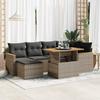 Vidaxl 7-Cz. Furniture Set With Cushions, Grey, Poly Rattan and Acacia