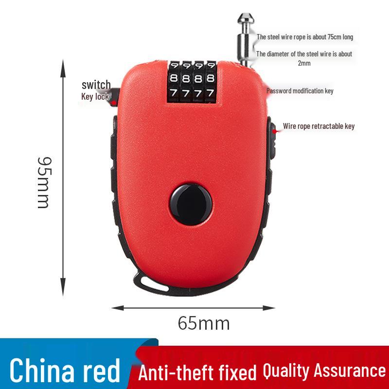 Retractable Anti-theft Combination Lock for Helmets, Suitcases, Bicycles, and Electric Scooters