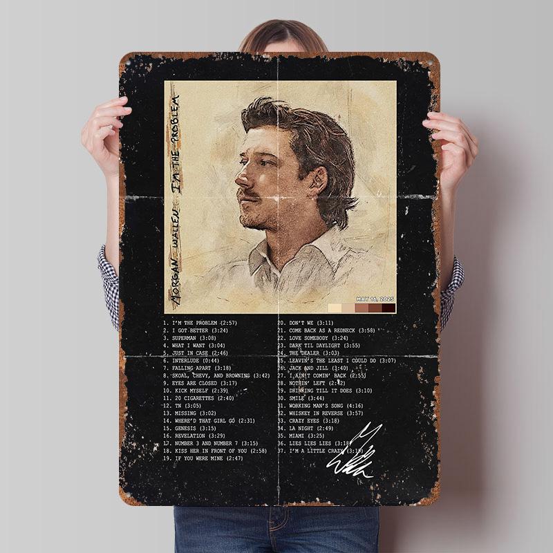 

Morgan Wallen Poster Customized Wall Art Vintage Metal Signs Retro Tin Plaque for Man Cave Decoration Living Room Decor Men Home 20x30cm（7.8x11.8inch）