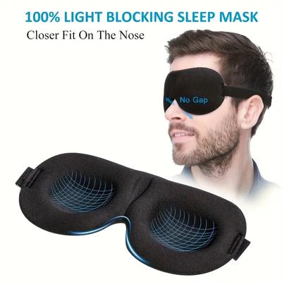 Ultraweiche Schlafmaske mit 3D-Kontur, Verdunkelungs-Augenmaske für Rücken- und Seitenschläfer, bequeme Passform aus Polyester