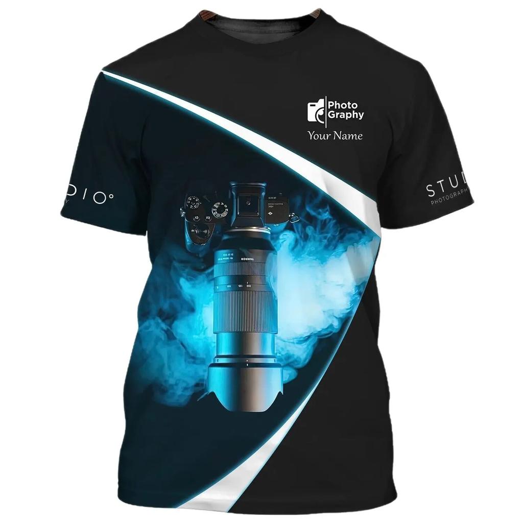 Men'S Personality T-shirt 3d High Definition Printing Camera Pattern Summer Fashion Trend Short Sleeve Photographer Crewneck Top