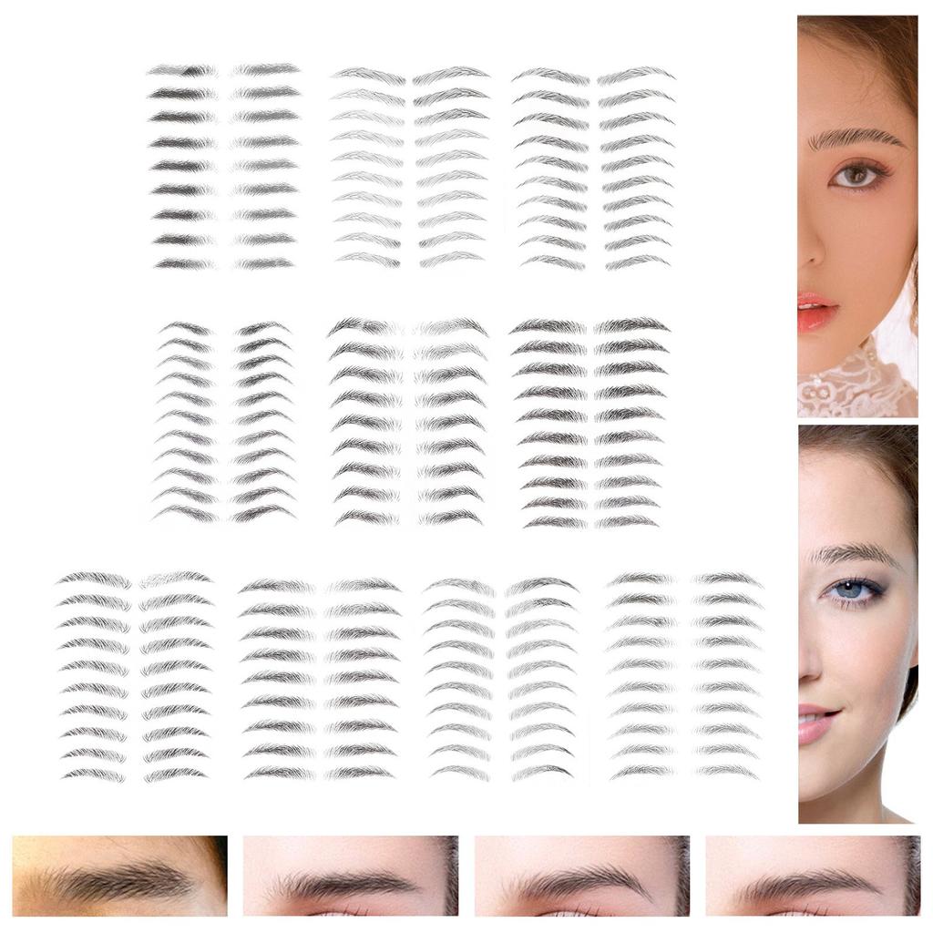 10 Sheets Waterproof Eyebrow Stickers Disposable Temporary Brow False Eyebrows Sticker Set (Black)