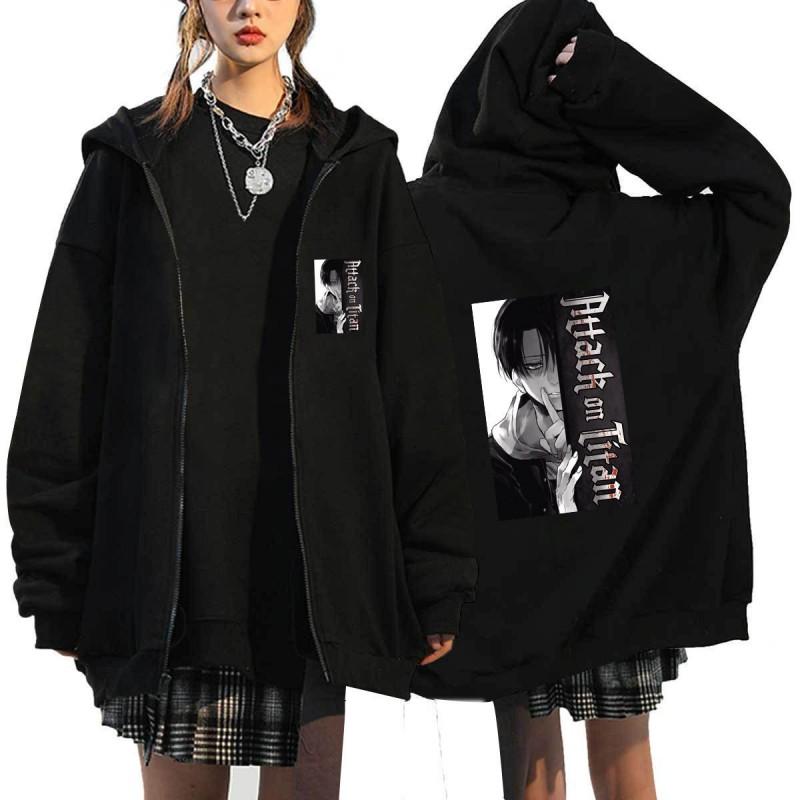 Anime Attack On Titan Printed Zip-Up Hoodie Unisex Casual Sportswear Long Sleeve Sweatshirt