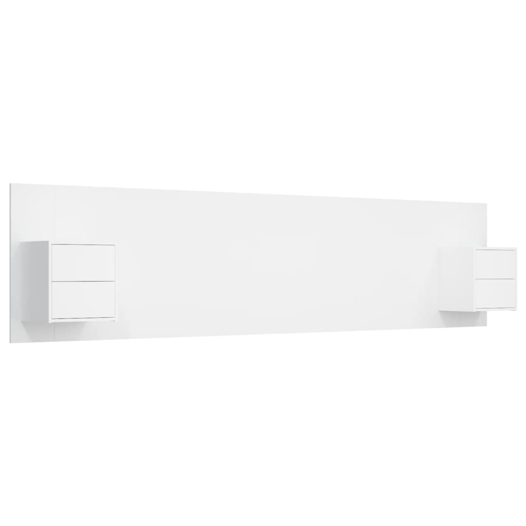 Vidaxl Headboard with Cabinets, White, Wood-Based Material