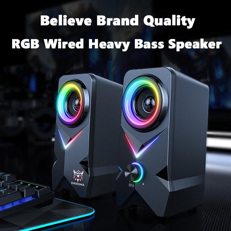 ONIKUMA USB Verdrahteter Lautsprecher RGB Coole Beleuchtung Super Bass Subwoofer HiFi Audio Für Spiel 3D Surround Musik Für PC Laptop 60 MM Einheit Mini Lautsprecher