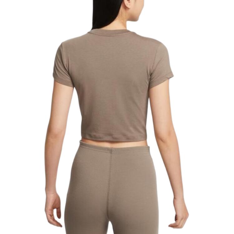 New Nike Sportswear SS25 Regular T Shirt Women's Brown HF9539-233