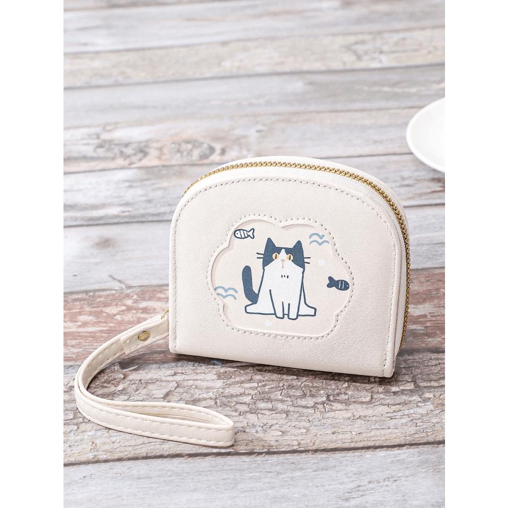 

Белый полукруглый кошелек короткого стиля кошачья сумочка с несколькими отделениями клатч женская сумка с цветными блоками кошелек-браслет для женщин кошелек белый