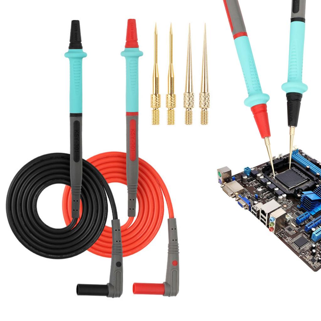 1000V Multimeter Test Leads Probes With Replaceable Fine 20A 4pcs Interchangeable Steel Needle Tip for Precise Testing