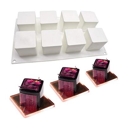 Forma de Silicone 3D para Assar Sobremesas Mousse DIY, Quadrada com 8 Cavidades