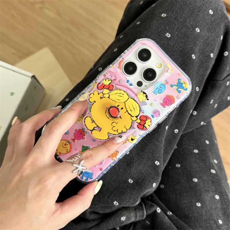 Kawaii Cartoon Magnetic Stand Holder Phone Cover For iPhone 16 Pro 15 13 14 Pro Max Case Shockproof Cases for Magsafe 15Pro Capa