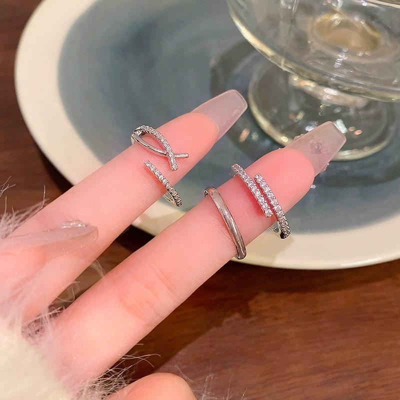 3-piece set of Personality Plain Circle Elegance Open Mouth Rings  Women Trend Party Aesthetic Jewelry Gift