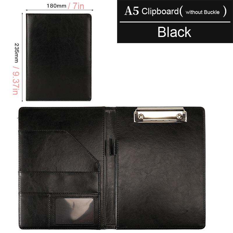 A5 Organizer Folder University Folders Portfolio Leather Clipboard Document Organizer Holder File Folder Clipboard for Office A5 Black