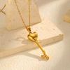 Stainless Steel Hollow Key Pendant Gold Necklace Women'S Fashion Accessories
