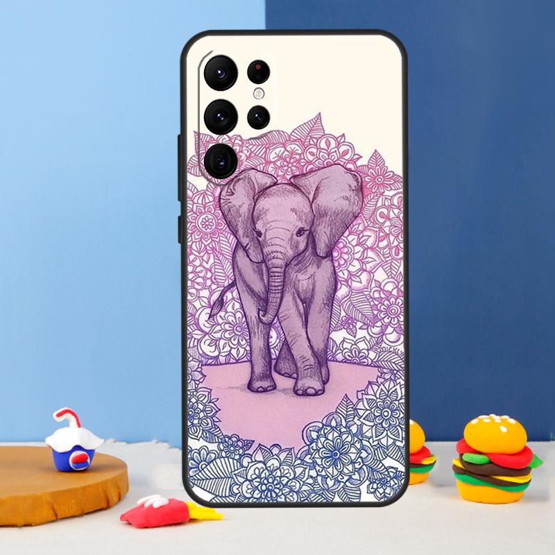 Cute Elephant Cartoon Phone Case For Samsung Galaxy S24 S25 Ultra S9 S10 S20 S22 S21 S23 Plus S24 FE Cover Coque