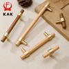 KAK Walnut Wooden Furniture Handle Brass Copper Drawer Knobs Kitchen Cabinets Pulls Dresser Knobs Wardrobe Pull Door Hardware