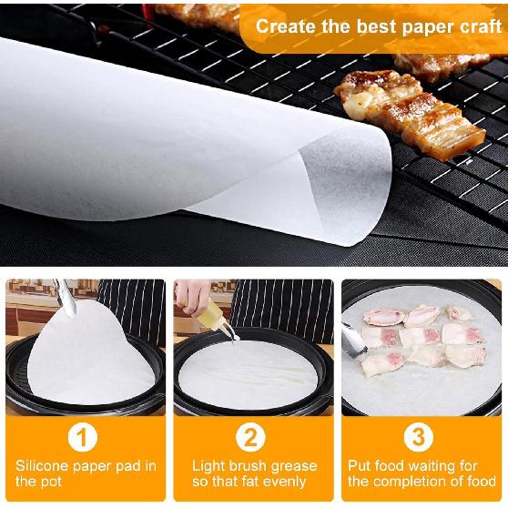 100 PCS Parchment Paper, 11 Inch Round Baking Paper Liners, Unbleached Barbecue Paper Baking Sheets for Cooking, Steaming, Baking Cakes, Cookies,
