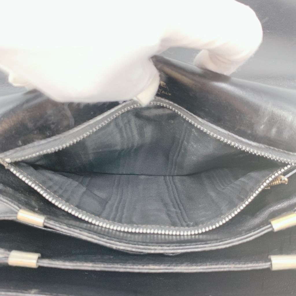 CELINE Vintage Macadam Triomphe Gold Hardware Flap One Semi Shoulder Bag Leather Black Women's Men's Unisex