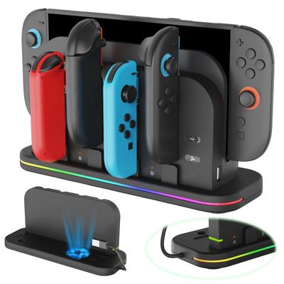For NS2 Charger External Game Console Stand with RGB Light Heat Dissipation Fan DC5V Gamepad Charging Dock Gift for Friends
