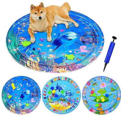 Cat Water Mat with Air Pump Summer Cooling Pad Cat Water Sensor Play Mat for Indoor Cats Kitten