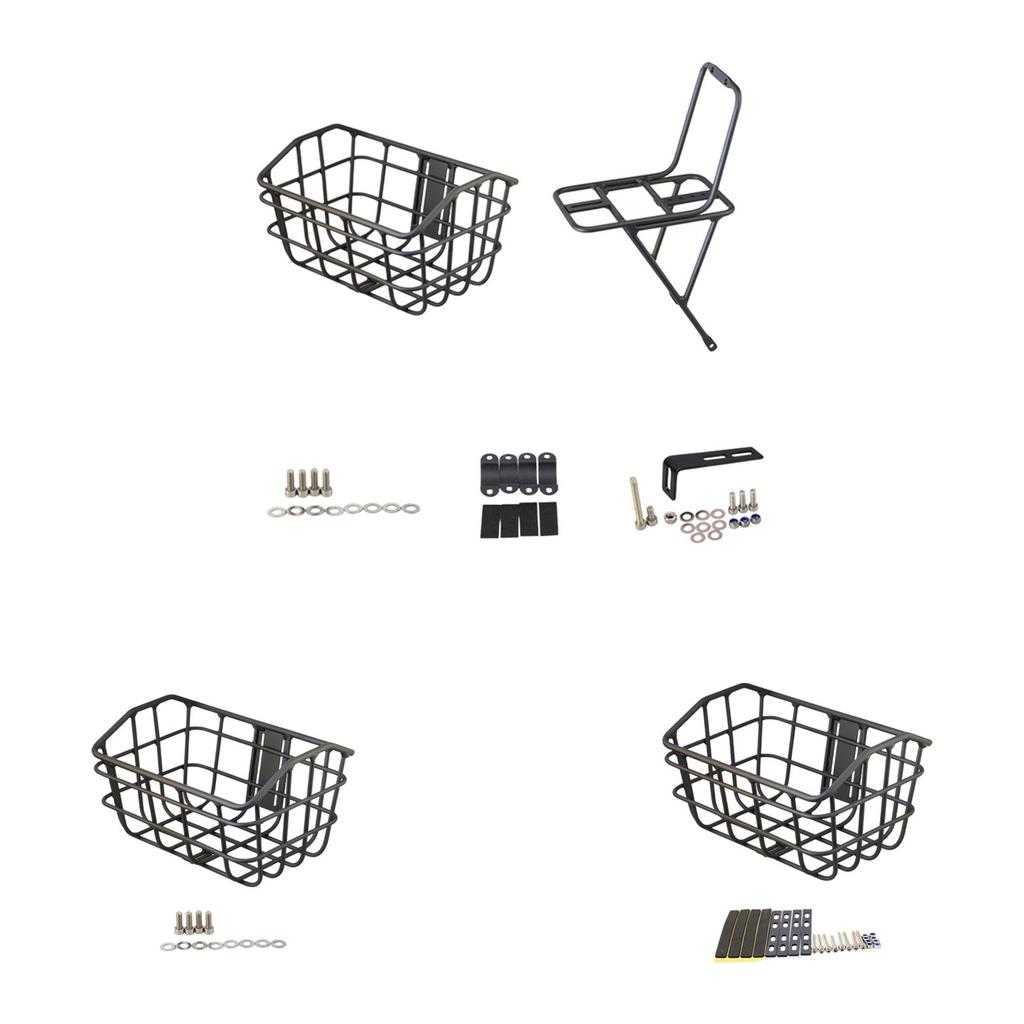 Bike Basket Front Large Capacity Convenient Assemble Aluminum Alloy Sturdy Accessory Black Cargo Container for Pet Transport