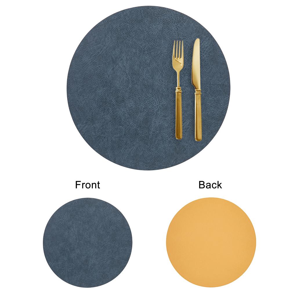 Vintage Style Double-Sided PVC Leather Placemat Round Faux Leather Heat-Resistant Waterproof Cup Plate Mat