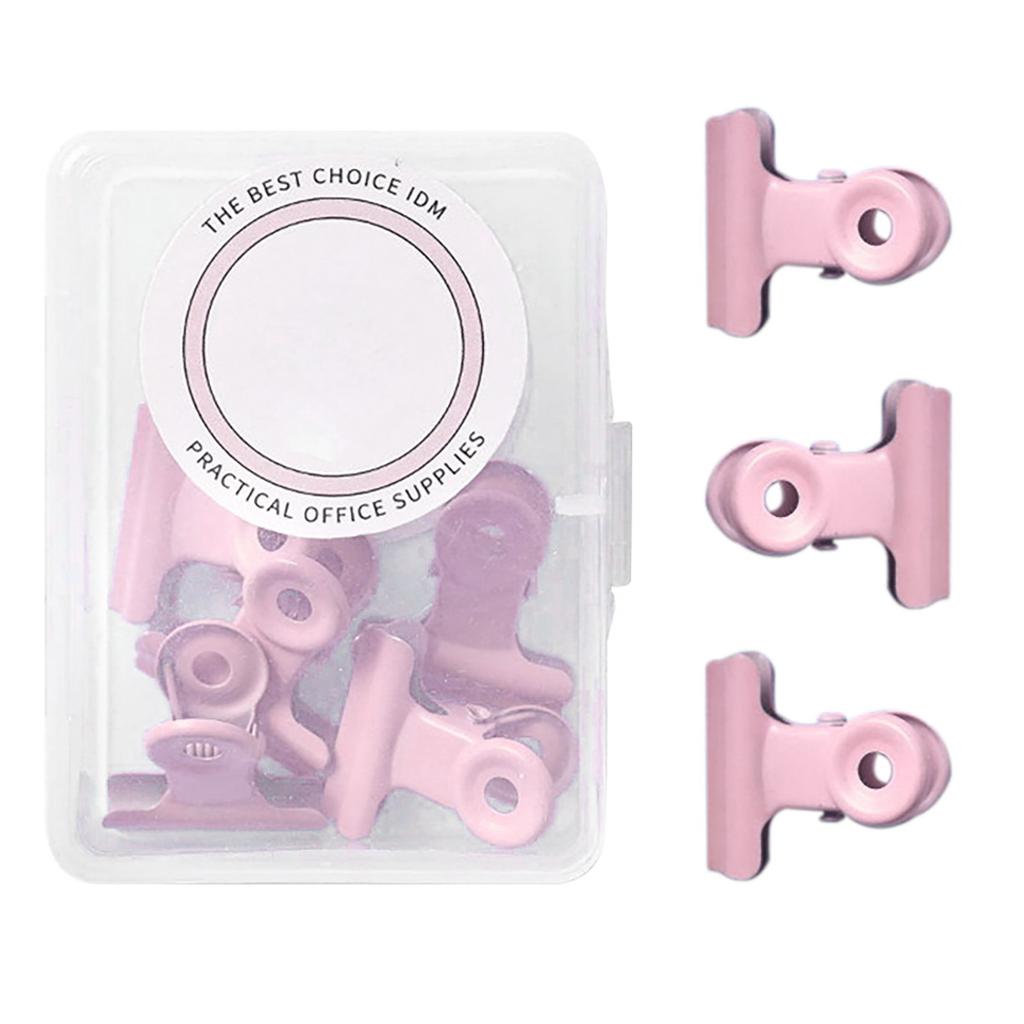 8pcs Metal Hinge Clips Rounded Head Rust Prevention Bull Binder Clamps File Clamps for Ticket Test Paper Sakura Roseate