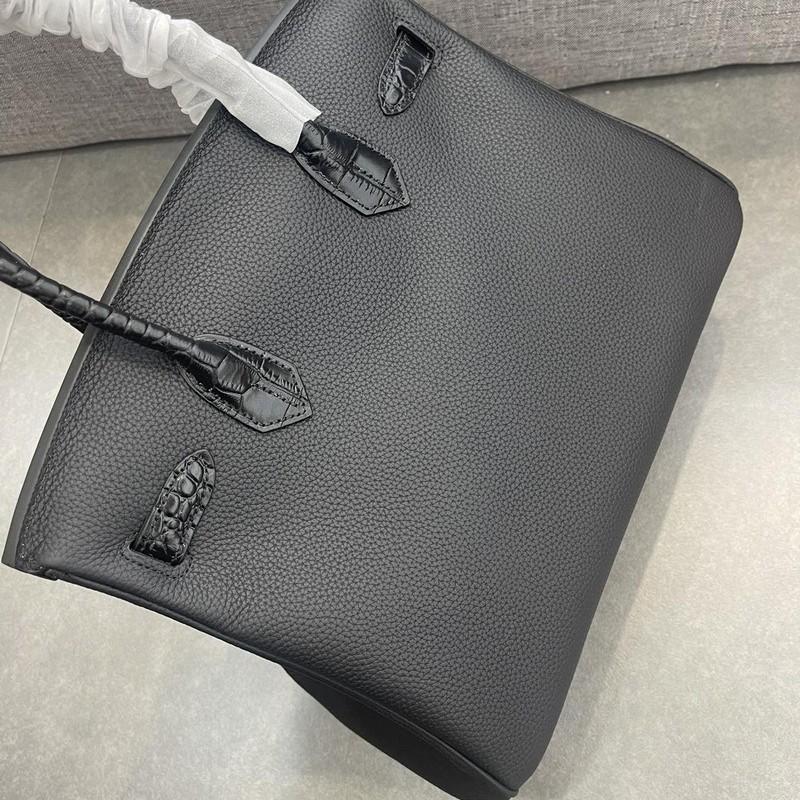 2026 Neue Fubao Leder TOGO Leder mit Mattem Krokodilmuster Echtes Leder Damen Tasche 25/30cm Silberne Schnalle Platin Damen Tasche