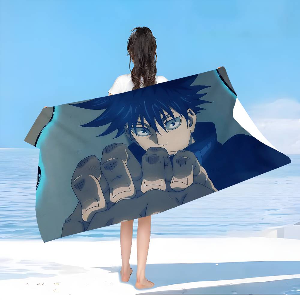 Jujutsu Kaisen Fushiguro Megumi Anime Beach Swimming Towel Soft Absorbent Washcloth Children's Gifts for Kids Travel Camping Gym
